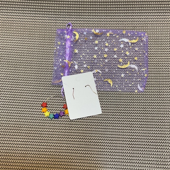 Colorful Star Hoop Earrings - Picture 2 of 2